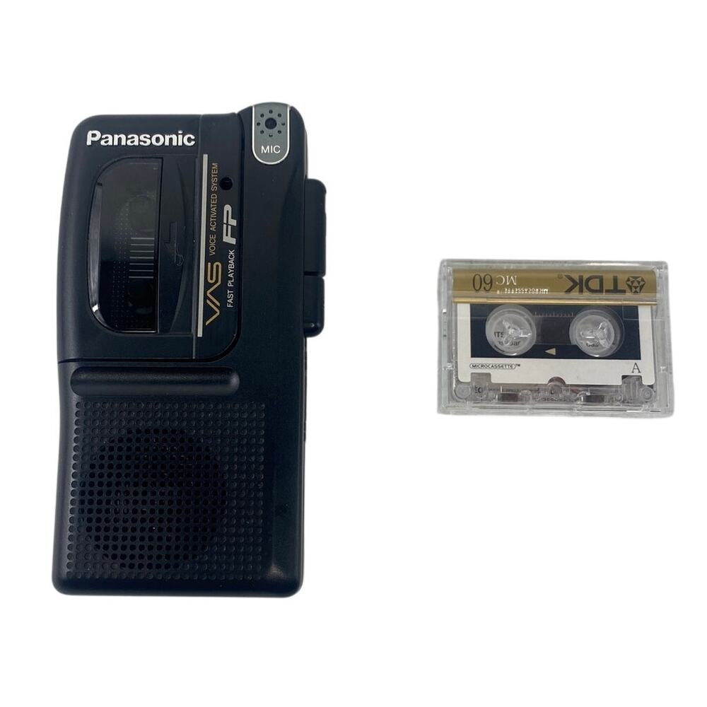 Vtg 90s Panasonic RN-302 Handheld Microcassette Voice Activated Recorder w Tape